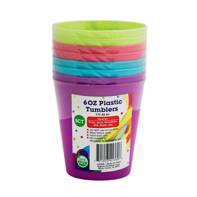 TUMBLER 8CT PLASTIC KIDS MULTICOLOR BRITES PK 177.42ML/6OZ