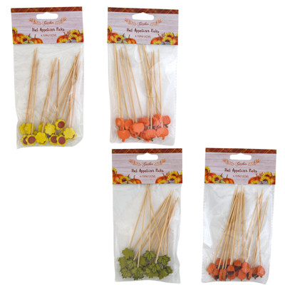 APPETIZER PICKS HARVEST 16CT BAMBOO 4.72IN 3AST ON MERCH STRIP