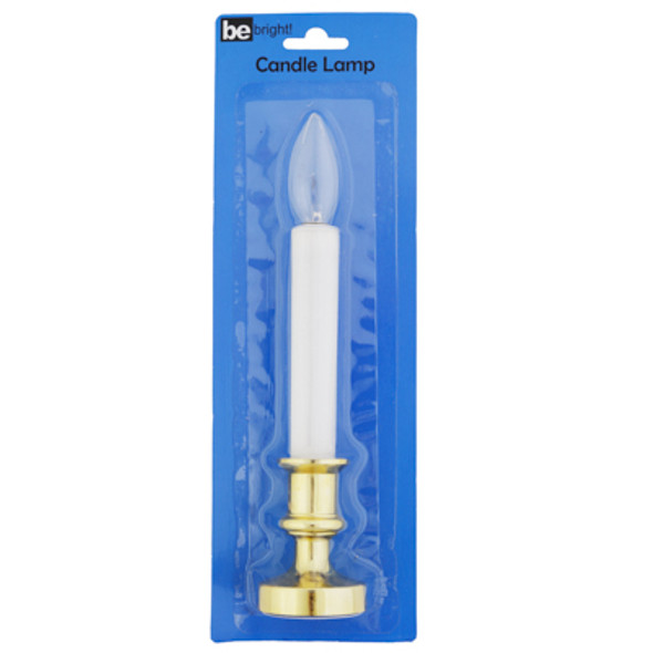 CANDLE LAMP 8.46IN WHITE W/GOLD BASE 2 AA BATTERIES NEEDED-NOT INCLUDED BLISTERCARD