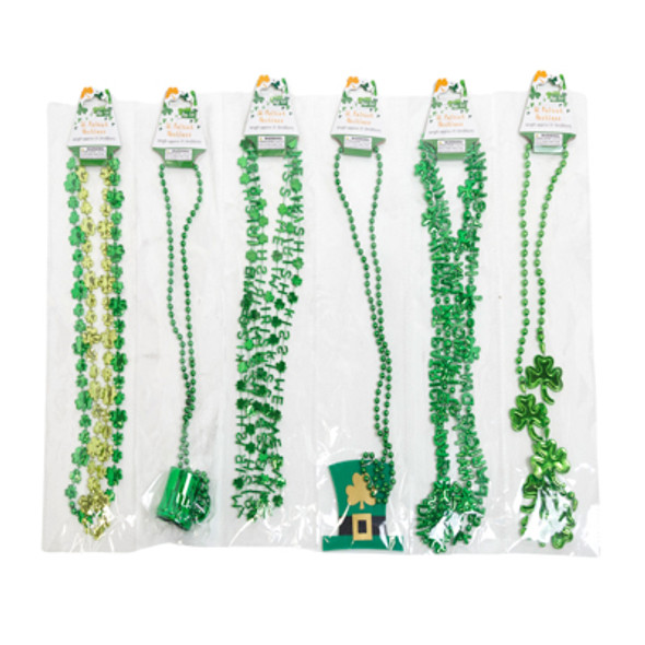 NECKLACE BEAD ST PATRICK 6 ASST STYLES 1-3PKS/BARBELL HEADER