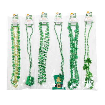 NECKLACE BEAD ST PATRICK 6 ASST STYLES 1-3PKS/BARBELL HEADER