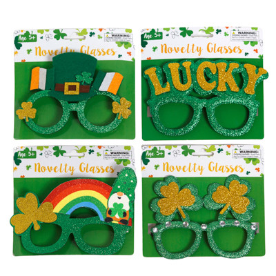GLASSES NOVELTY ST.PAT 4AST STYLES NO LENS GLITTER FABRIC W/GEMSTIE ON CARD