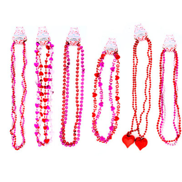 NECKLACE BEAD VALENTINE 6AST 1-3 PKS/VAL BARBELL CARD/AGE 8+