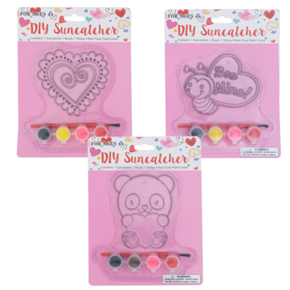 SUNCATCHER DIY VALENTINE 3AST HEART/BEE/BEAR VAL BLSTR