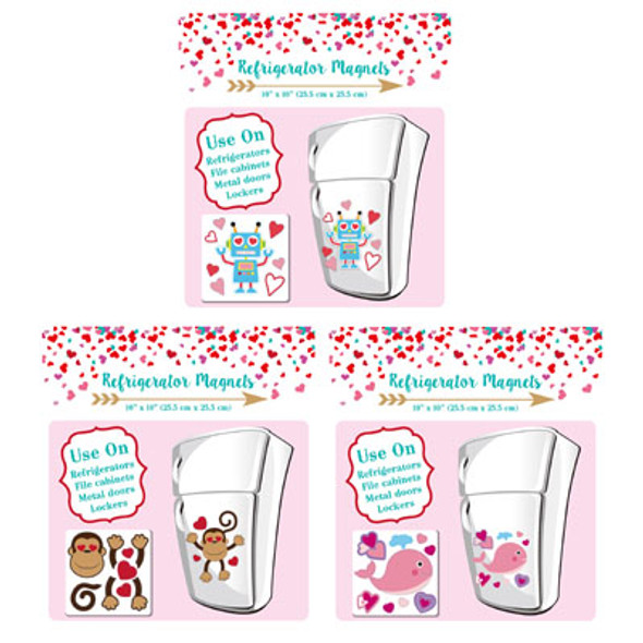 MAGNET VALENTINE JUMBO CUTOUT 3ASST STYLES VAL PB/INSERT10 X 10IN
