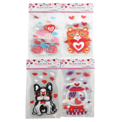 LOOT BAG DIECUT CELLO 15CT 4AST VALENTINE PRINTS 9X5IN/EA VAL PBH ON 24PC DISP STRIP