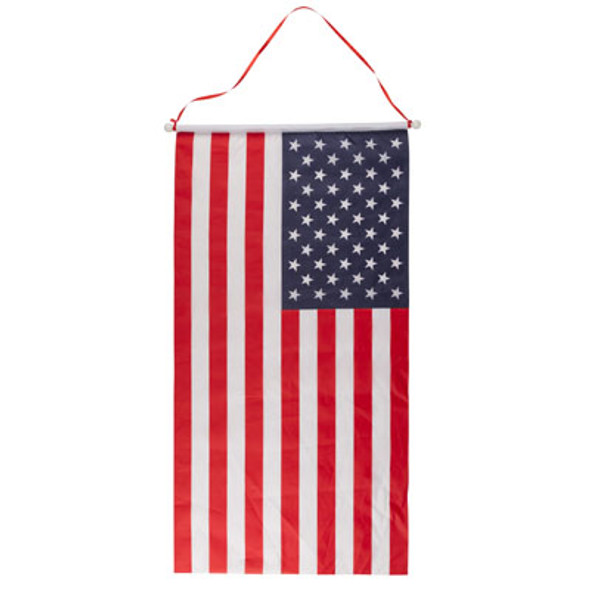 FLAG BANNER ON DOWEL W/HANGING RIBBON 16.25 X 30.875IN/PAT HT