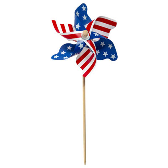 PINWHEEL YARD STAKE JUMBO PATRIOTIC PRINT 12IN DIA X 29IN H PAT HT