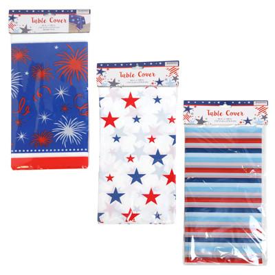 TABLECOVER PATRIOTIC PLASTIC 54X108 3AST PBH 0.02MM/PE