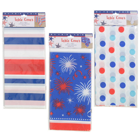 TABLECOVER PATRIOTIC PLASTIC 54X108 3AST PBH 0.02MM/PE