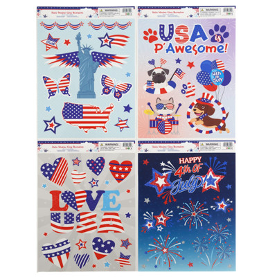 WINDOW CLING PATRIOTIC 4AST 4C PRINT