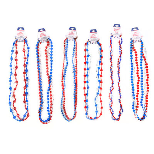 NECKLACE PATRIOTIC 6 AST 1&3 PKS PATRIOTIC BARBELL CARD NECKLACE PATRIOTIC 6 AST 1&3 PKS PATRIOTIC BARBELL CARD