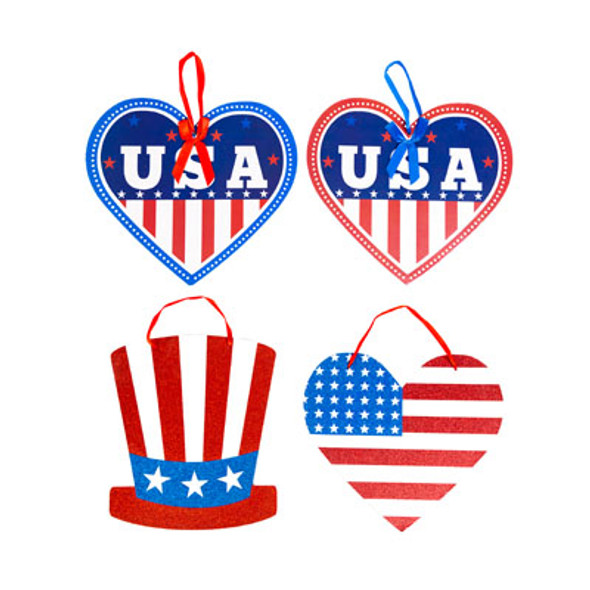PATRIOTIC WALL PLAQUE 4AST 2MM CARDBOARD W/GLITTER HT PATRIOTIC WALL PLAQUE 4AST 2MM CARDBOARD W/GLITTER HT