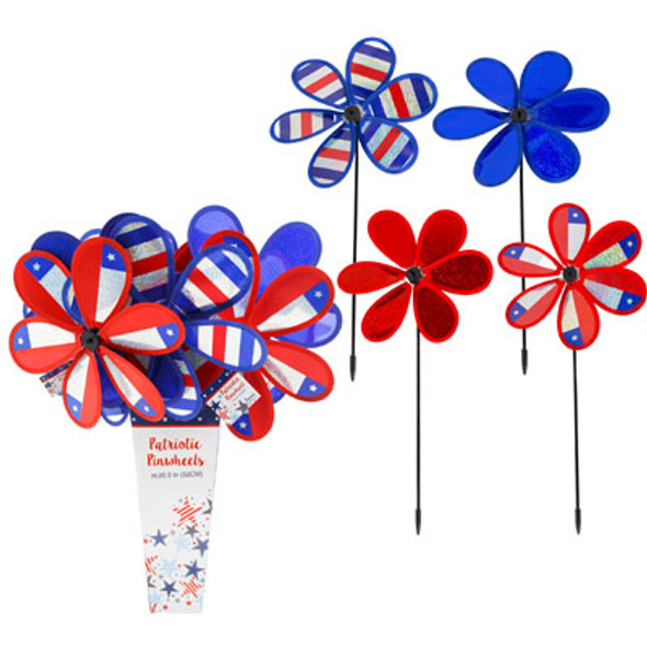 PATRIOTIC PINWHEEL 4AST 20.5IN K/D DISPLAY/HANGTAG