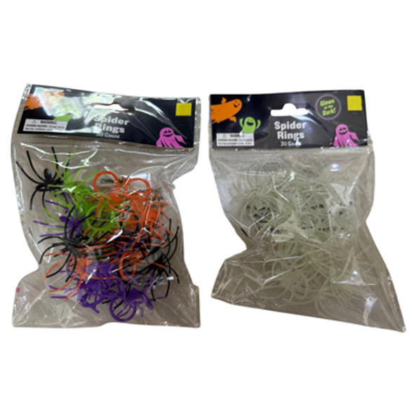 SPIDER RINGS 30ST 2AST MULTICOLOR & GID OPP/INSERT HDR