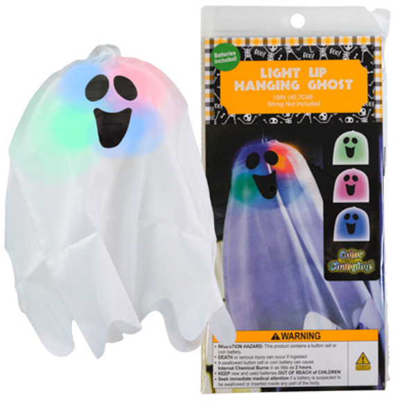 GHOST 18IN COLOR CHANGE LIGHT-UP HANGING PAPER LANTERN W/GHOST COVER HAL PB W/ILLUST INSERT CRD GHOST 18IN COLOR CHANGE LIGHT-UP HANGING PAPER LANTERN W/GHOST COVER HAL PB W/ILLUST INSERT CRD