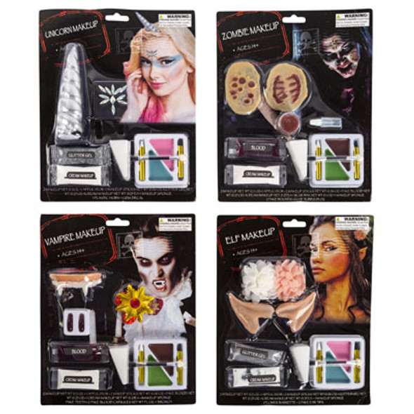 MAKEUP KIT HALLOWEEN 4ASTVAMPIRE/ELF/ZOMBIE/UNICORNAGE 14+ BLISTER CARD