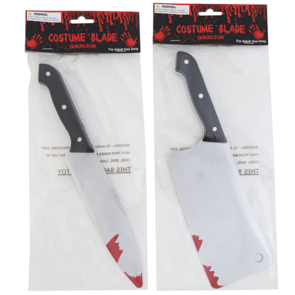 COSTUME WEAPON BLADE 2AST BLOODY 12IN BLADE CLEAVER/CHEF HALLOWEEN PBH