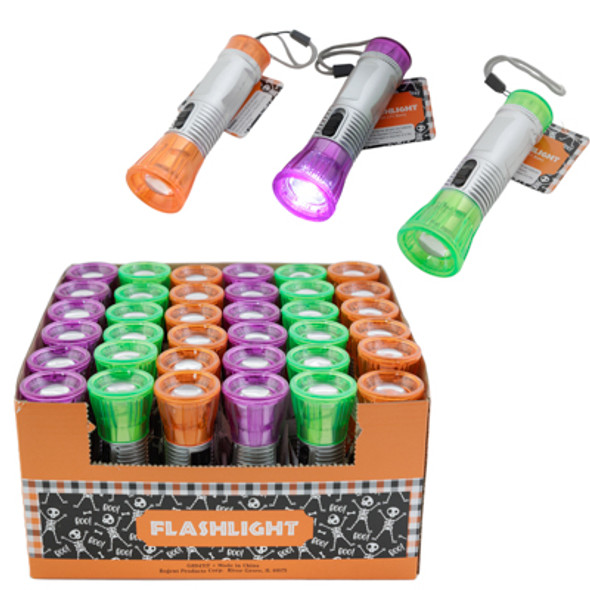 FLASHLIGHT LED 4.5IN W/WRIST STRAP 3AST HWLN COLORS/36PC PDQW/HWLN HT