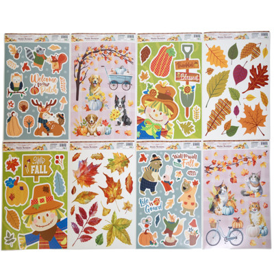 WINDOW CLING HARVEST 8ASST MIXED STYLES 4CLR PRINT