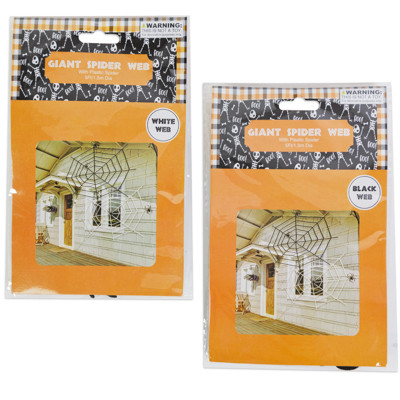 SPIDER WEB GIANT 5FT DIA WHEN STRETCHED W/SPIDER 2AST BLACK OR WHITE PB W/HLWN INSRT