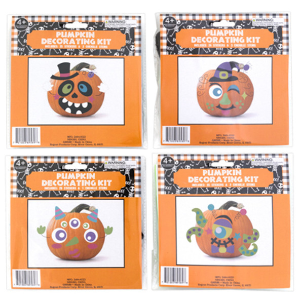 PUMPKIN DECORATING KIT 4ASTFOAM STICKERS/CHENILLE STEMSPB INSERT