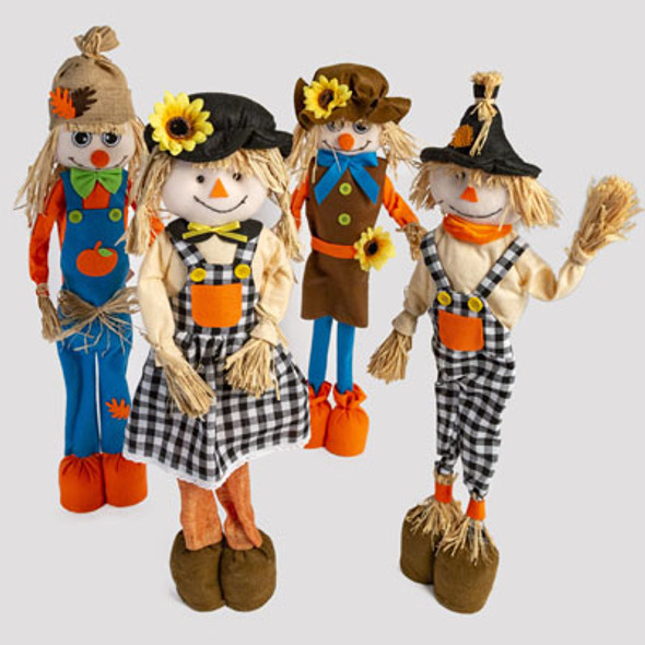 STANDING FIGURE SCARECROW 26-28IN 4AST PLUSH HARV HT