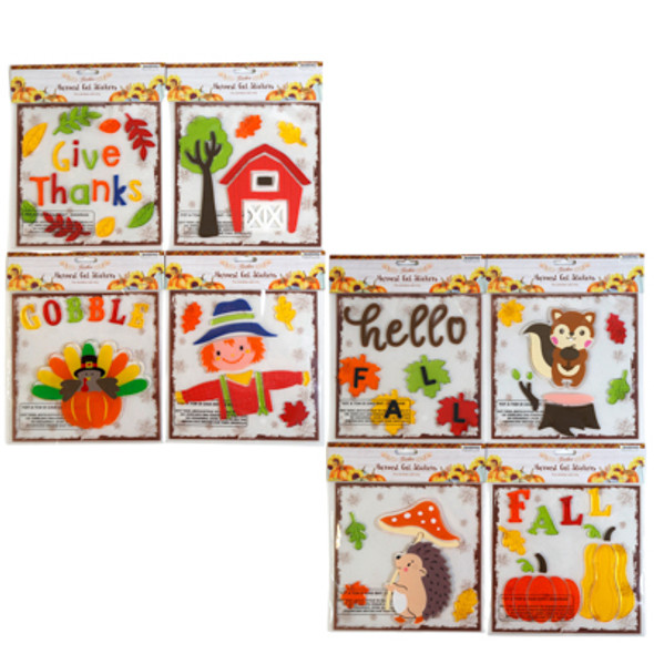 GEL CLING STICKERS HARVEST 8AST W/PRTD FILM BACKER HARVEST PBH