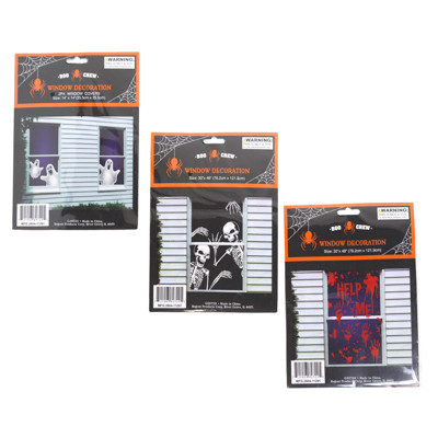 WINDOW COVER HALLOWEEN 1-2PC 3ASST DESIGNS PB/INSERT