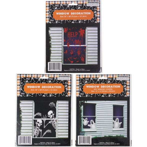 WINDOW COVER HALLOWEEN 1-2PC 3ASST DESIGNS PB/INSERT