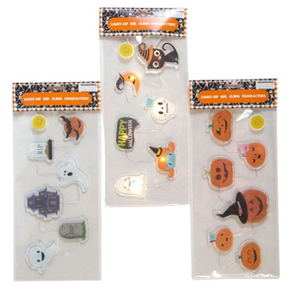 GEL CLING STICKERS LITEUP HALLOWEEN 3AST IN TRY-ME PKG 24IN L 2-CR2032 INCLUDED PB/INSERT GEL CLING STICKERS LITEUP HALLOWEEN 3AST IN TRY-ME PKG 24IN L 2-CR2032 INCLUDED PB/INSERT