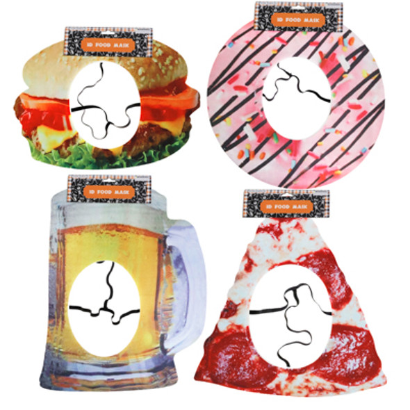 MASK 3D FOOD REALISTIC JUMBO 4AST STYLES W/ELASTIC BAND HLWN HDR AGES 8+