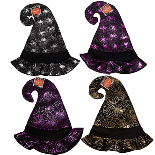 WITCH HAT KIDS SPIDER/WEB PRINTS 4AST HT/JHOOK