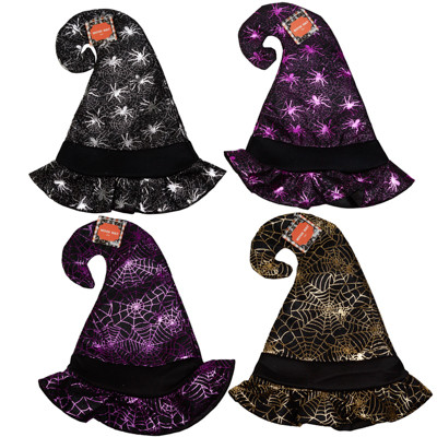 WITCH HAT KIDS SPIDER/WEB PRINTS 4AST HT/JHOOK