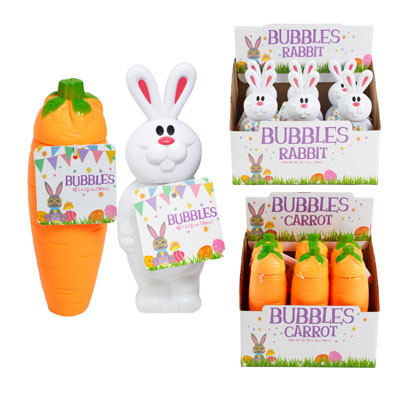 BUBBLES CARROT/RABBIT SHAPE 6.1OZ BOTTLE 6PC PDQ UPC LABEL
