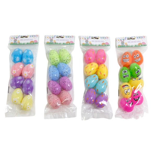 EASTER EGG PRINTED 8PK MED SIZE ASST DESIGNS PB/HDR
