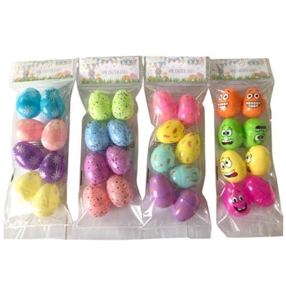 EASTER EGG PRINTED 8PK MED SIZE ASST DESIGNS PB/HDR