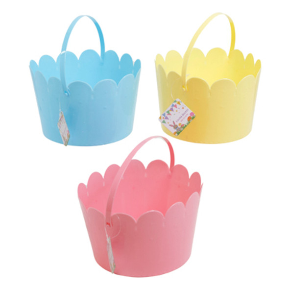 EASTER BUCKET GARDEN GATE DESIGN 3AST COLORS  8INH/HT