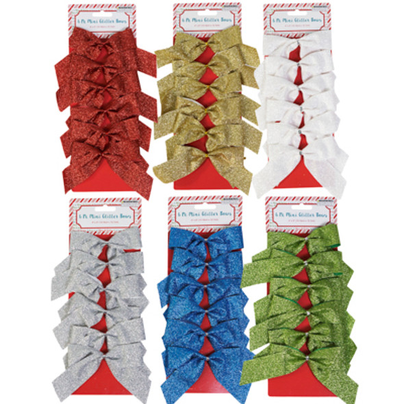 BOW MINI 6CT GLITTERED FOIL 6AST COLORS EA 4.5X3IN/XMAS TCD BOW MINI 6CT GLITTERED FOIL 6AST COLORS EA 4.5X3IN/XMAS TCD