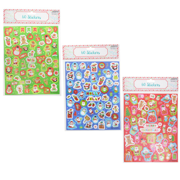 STICKERS CHRISTMAS 12PC 3 ASSORTED GLITTER/FOIL/REGULAR 60CT ON MERCH STRIP STICKERS CHRISTMAS 12PC 3 ASSORTED GLITTER/FOIL/REGULAR 60CT ON MERCH STRIP