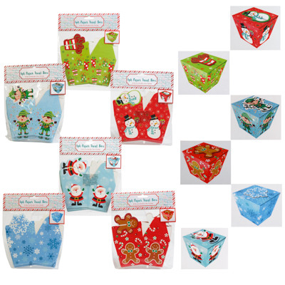 TREAT BOX 6PK CHRISTMAS 3X3 IN PAPER 6AST DESIGNS/XMAS PBH