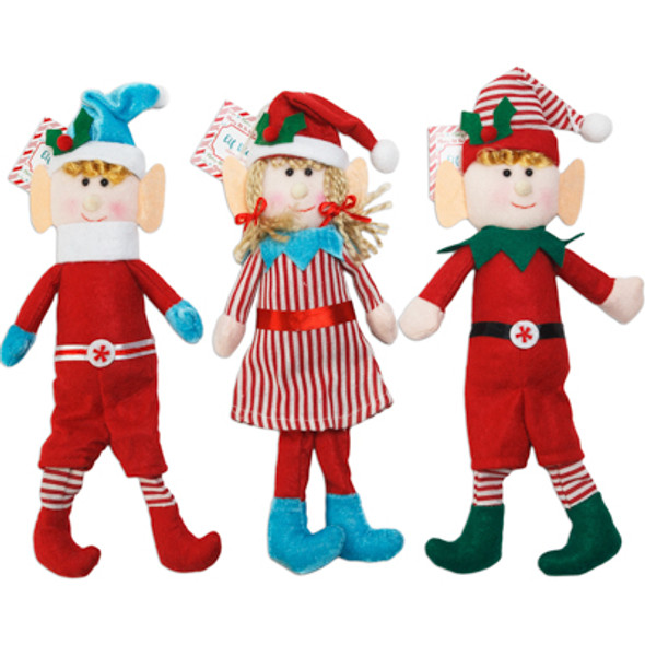 ELF FELT TABLE/ORNAMENT DECOR 13.5IN 3AST W/WEIGHTED BOTTOMS XMAS HT