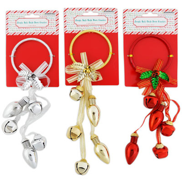 DOOR GREETER JINGLE BELL/BULB 11IN 3AST COLOR XMAS TCD