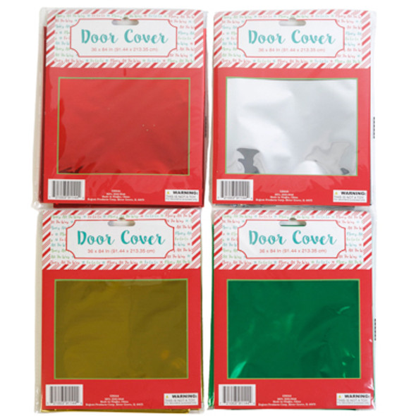 DOOR COVER METALLIC FOIL 36X84IN 4AST COLORS PB/INSERT STRIP OF TAPE AT TOP OF COVER