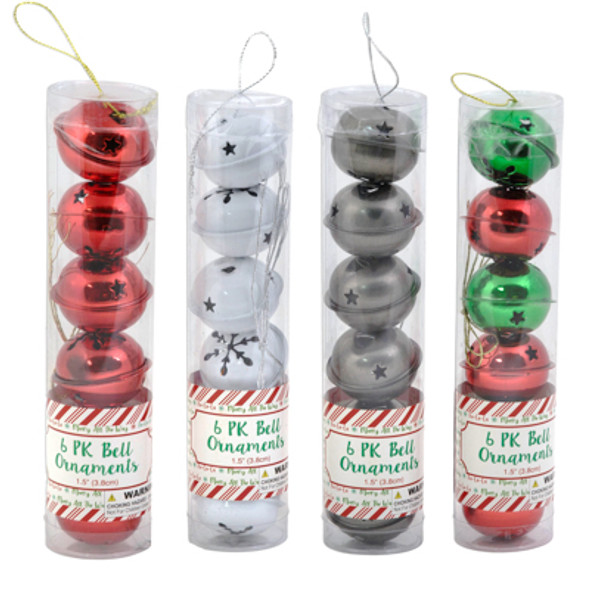 ORNAMENT 6PK BELL ORNAMENTS 1.5IN 4AST COLORS IN PVC TUBE/XMAS LABEL ORNAMENT 6PK BELL ORNAMENTS 1.5IN 4AST COLORS IN PVC TUBE/XMAS LABEL
