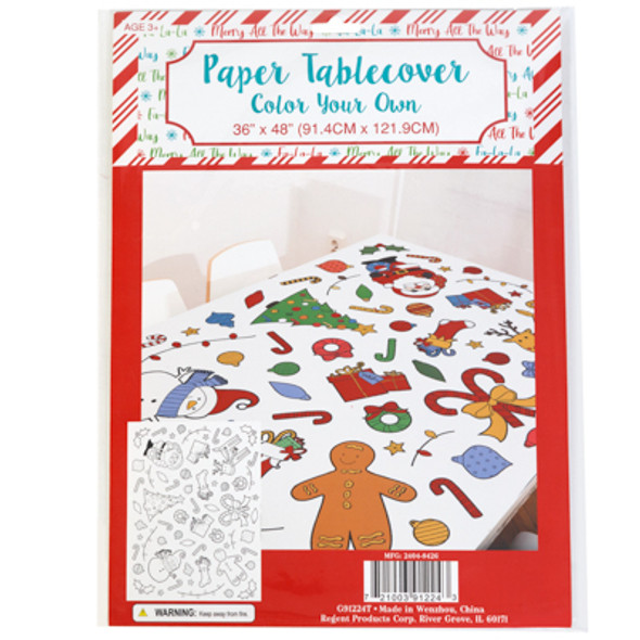 TABLECOVER COLOR YOUR OWN PAPER CHRISTMAS 36X48IN INSERT CARD W/PB