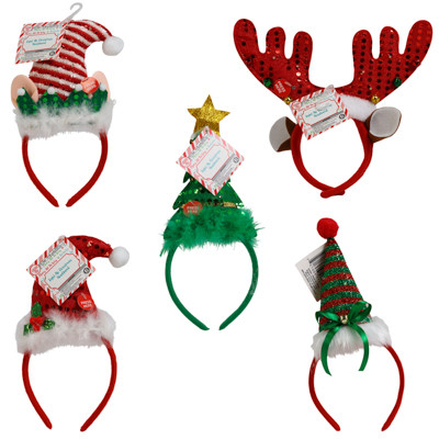 HEADBAND CHRISTMAS NOVELTY LIGHT-UP LED 5AST DELUXE STYLES JHOOK/HT & PRESS HERE TAG