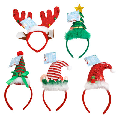 HEADBAND CHRISTMAS NOVELTY LIGHT-UP LED 5AST DELUXE STYLES JHOOK/HT & PRESS HERE TAG