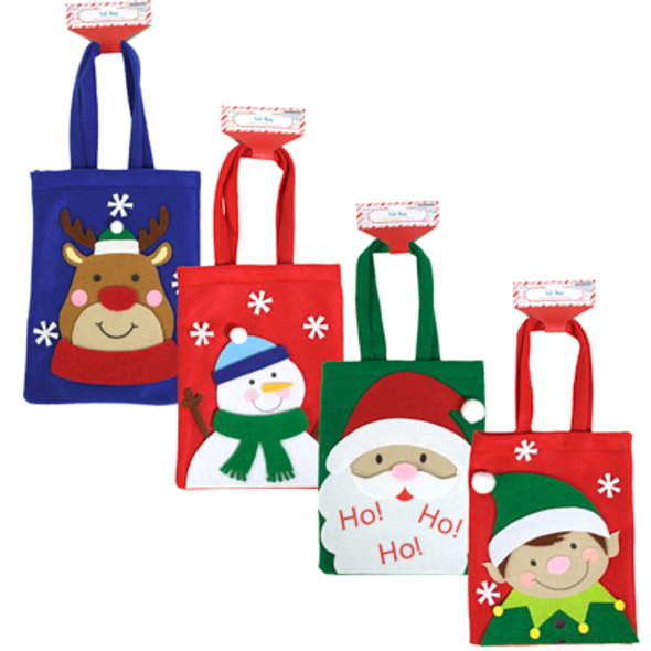 GIFT BAG FELT 8 X 10.25IN 4AST SNOMAN/DEER/SANTA/ELF XMAS BARBELL GIFT BAG FELT 8 X 10.25IN 4AST SNOMAN/DEER/SANTA/ELF XMAS BARBELL
