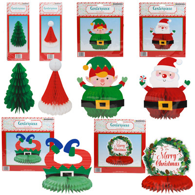 CENTERPIECE CHRISTMAS HONEYCOMB 6 ASST